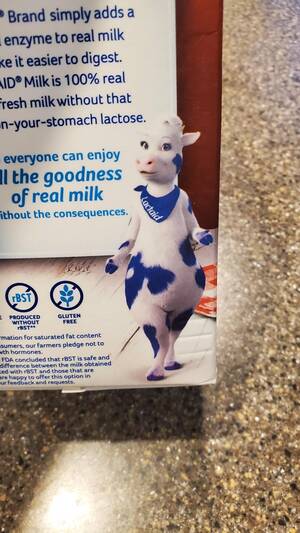 Furry Nurse Porn Milk - Lactose-free milk mascot doesn't have an udder. : r/mildlyinteresting
