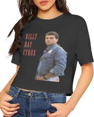 Billy Ray Cyrus Sexy - Billy Ray Cyrus Shirt Sexy Naked Belly Button Female T-Shirt Naked Girl  Crop Short Sleeve Top Large Black at Amazon Women's Clothing store