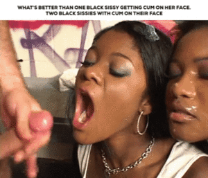 ebony facial captions - Two for one sissy facials gif @ xGifer