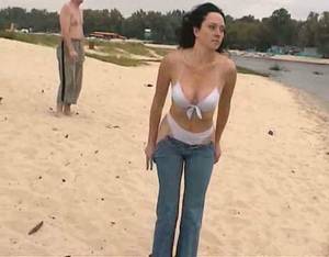 local nudist - Horny brunette wife of mine gets naked on the local nude beach