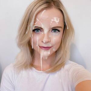 Blonde With Sperm On Face - Blonde looking damn fine with sperm all over her face - Cum Face  GeneratorCum Face Generator