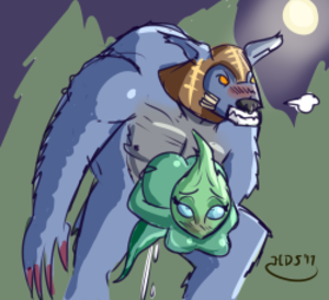 Dota 2 Ursa Porn - Sketch: Ursa shooting a load into the Onibi Porn Photo Pics