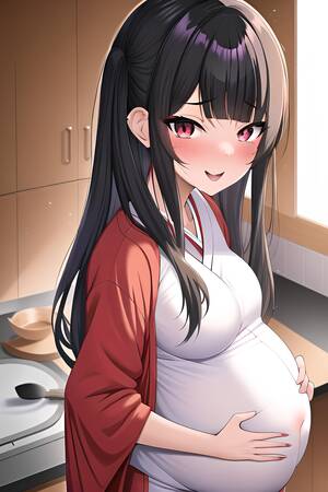 Light Skin Anime Porn - Anime Pregnant Small Tits 30s Age Ahegao Face Black Hair Slicked Hair Style Light  Skin Painting Changing Room Close Up View Cooking Geisha - AI Hentai