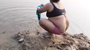 desi nude river - Hot desi sexy girl having fun here with village boyfriend taking bath on  river. | xHamster