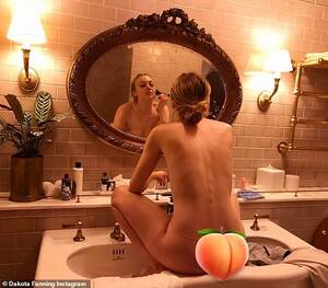 Hot Dakota Fanning Porn - Dakota Fanning wears just a glittering thong underwear as she applies her  makeup in the nude | Daily Mail Online