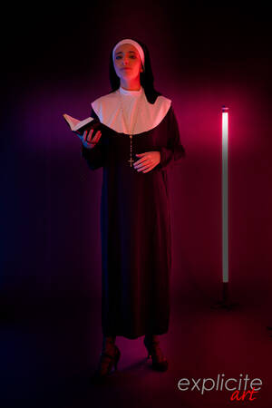 Funny Nun Porn - Photos of young Molly Saint Rose dressed like a nun and stripping