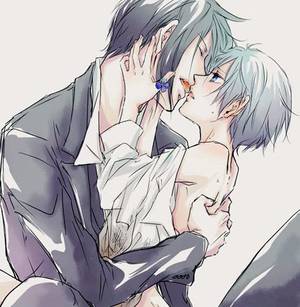 Black Butler Shota Porn - Sebastian and Ciel, Kuroshitsuji, kiss, possession, drawing