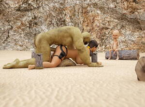 big boob monster attack - Busty human girl with big boobs in a 3D monster gang bang