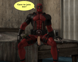 Deadpool Penis Porn - Rule 34 - 1boy 3d balls bara deadpool english text flaccid large penis legs  held open male male only marvel muscles open fly partially retracted  foreskin penis penis out solo speech text