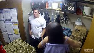 ebony hidden cam outdoor sex - Sex-hungry Kalina Ryu is having quickie in the storeroom