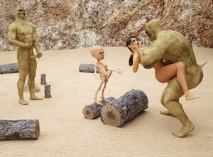 3d huge tits gangbang - Busty human girl with big boobs in a 3D monster gang bang