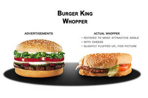 Burger King Sexual Ad - A Burger King Ad Whopper vs. a real Whopper. Image Source: timesunion.com