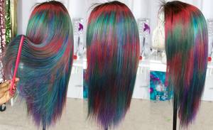 Hair Dye Porn - How to get mermaid/Unicorn Porn Hair coloring tutorial! From black to  Unicorn feat ROSS HAIR