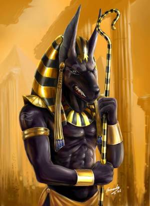 Anubis Porn - e621 2006 4_fingers abs anthro anubian_jackal anubis armlet armor black_fur  bracers canine clothed clothing crook deity