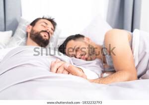 Gay Sleep Sex - Two Gay Men Sleeping Bed Hands Stock Photo 1832232793 | Shutterstock