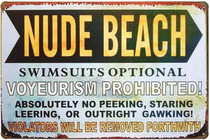 black beach voyeur - Nude Beach Swimsuits Optional Voyeurism Prohibited Metal Tin Sign Vintage  Plaque Home Wall Decor, 8x12 Inches - Walmart.com