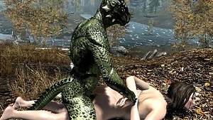 Argonian Dunmer Porn - Argonian gets laid with Lydia Part 1