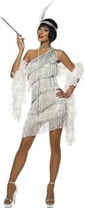 1920s Costume Porn - Silver Flapper costume 1920s Dazzling Dress Womens Roaring 20s Gatsby Hot  Porn - silver, size: Small : Amazon.de: Fashion
