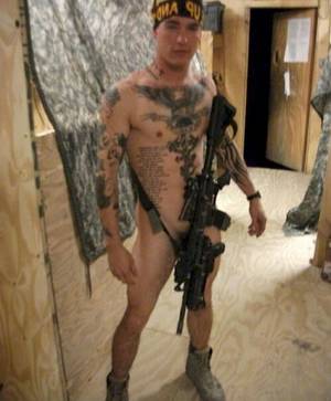 Gay Soldiers Porn - tattooed soldier military dude showing gun and cock naked in war amateur  pics real porn leaked Military Gay Men