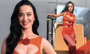 Katy Perry Celeb Porn - Katy Perry stuns as she shows skin in sexy sheer orange number with cutouts  for American Idol finale | Daily Mail Online