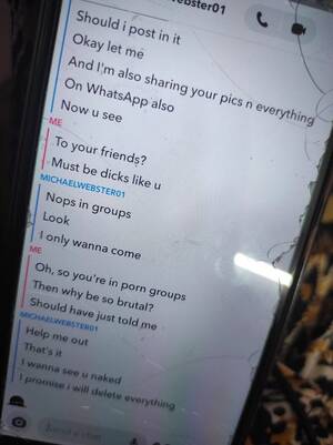 naked group chat - a 20 year old male who told me was 15 is threatening me to send him nudes  or else he'll post my morphed pictures on some porn sites. I'm 14F what do
