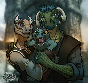 Argonian Dunmer Porn - The Happy Argonian Family by GalooGameLady : r/ElderScrolls