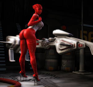 3d Monster Babe Porn - Busty, red-skinned babe with huge jugs masturbates. | KingdomOfEvil 3d