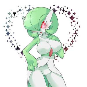 gardevoir huge breasts hentai - 1girl bottomless breasts cleavage female gardevoir green_hair large_breasts  navel nintendo no_humans pokemon red_eyes short_hair solo