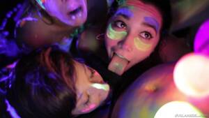 Neon Body Paint Porn - Chicks are XXX lesbians who cover bodies with neon paint in group porn |  AREA51.PORN