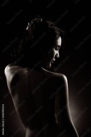 beautiful light ebony girls nude - Slim Sexy woman in Black White Monotone sensual post short black hair turn  shape body, Beautiful