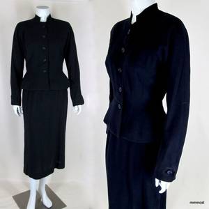 Esprit Famille 1940 Porn Movie - Vintage 1940s Dark Navy Wool Suit Peplum Jacket Slim Skirt Custom Tailored  Sz M #Handmade