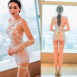 Gown Porn - New Porn Women Bride Lingerie Sexy Hot Erotic Lace Wedding Lingerie White  See Through Costumes Role