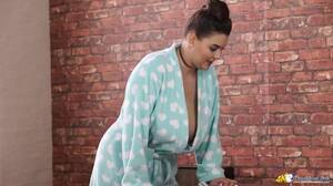 huge tits open robe - Huge tits nearly pop out of her soft and sexy robe - Alpha Porno