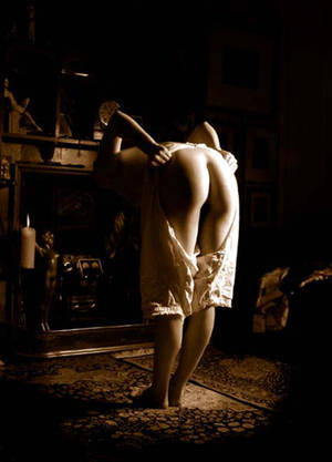 adult spanking positions art - Victorian style photo of woman with exposed bottom by China Hamilton