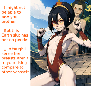 Mang Avatar Porn Captions - Rule 34 - 2girls ai generated armpits avatar legends avatar the last  airbender azula belly button caption crown cursed item edit evil grin evil  smile female fire nation fire nation clothing flat