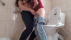hot lesbians fucking in a bathroom - Fucked with a Stranger in the Toilet of a Cafe and got on a -  Lesbian_illusion - Pornhub.com