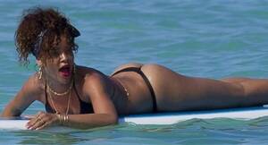Celebrity Porn Beach - Ebone: Rihanna showing her huge brunette ass on the beach - Celeb Jihad Celebrity  Porn