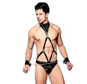 Male Costume Porn - Male Adult Leather Costume Bodysuit Lingerie