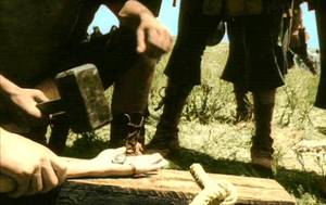 naked girl crucified in arena - Image of crucifixion from Pasolini's 'Passion of the Christ'