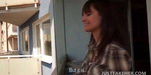Big Tit Brunette Balcony Sex - Huge tits brunette paid to have sex o a balcony - Tnaflix.com