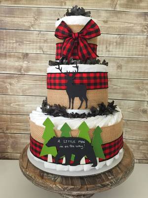 Ben 10 Porn Shower Diaper - A Little Man is on his way diaper cake in buffalo check, Lumberjack Baby  Shower Centerpiece
