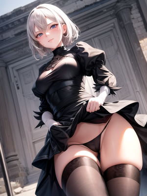 hentai upskirt lifts - Waist Shot, YoRHa No.2 Type B, Lifting Skirt Hentai AI Porn
