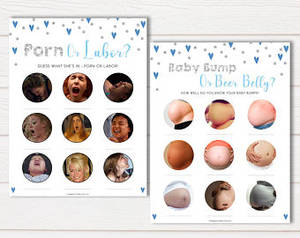 Hd Party Of Baby - Twin Pack Porn or Labour Baby & Baby Bump or Beer Belly Baby Shower Game,