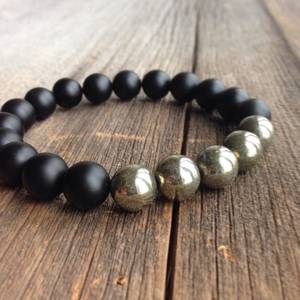 Black Jewelry Porn - New to FujiBeads! Men's matte onyx and pyrite bracelet.