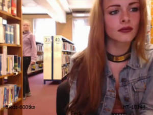 library strip - Another brave girl flashes in the library