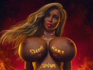 huge tit drawings - Huge tits bimbo wearing a slut choker and porn text drawing wallpapers