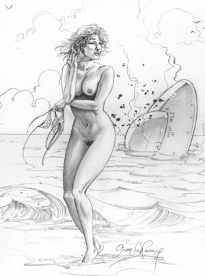 Mom Porn Art Illustration - Marilyn Monroe nude, in Greg LaRocque's hide from Mom Comic Art Gallery Room