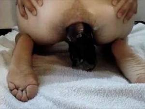 hairy anal close up - Shocking webcam double insertion eggplant anal and pussy