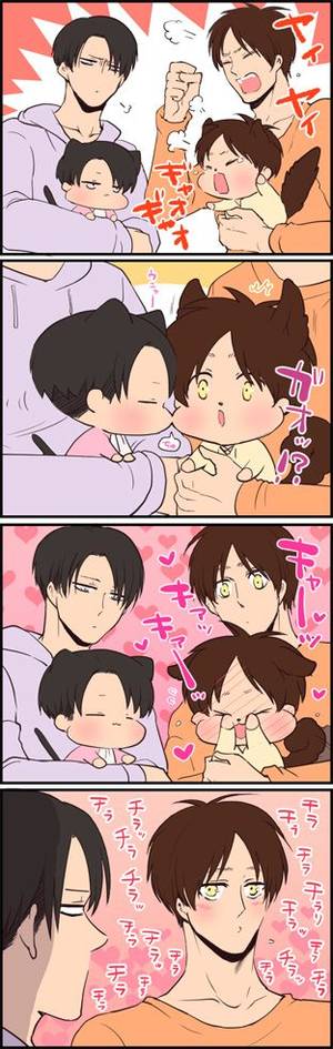 Aot Levi Porn - Levi, Eren, neko Levi, and puppy Eren // AoT