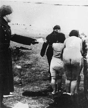 Nazis Stripping Women Porn - LiepÄja massacres -A Latvian guard leads Jewish women to the execution site  Wikipedia, the free encyclopedia